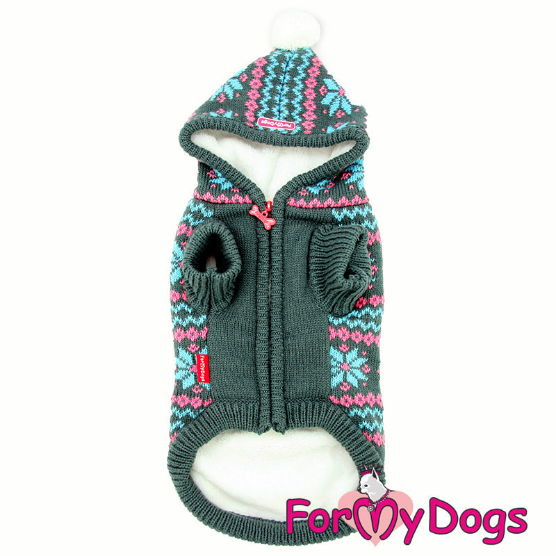 ForMyDogs - "Ornament" hupullinen koiran neuletakki, unisex malli
