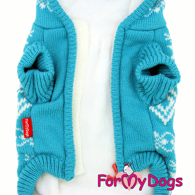 ForMyDogs - "Snowflakes" hupullinen koiran neuletakki, unisex malli
