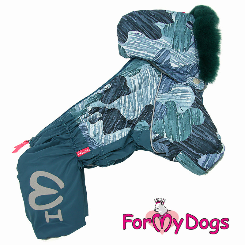 ForMyDogs - "Green camouflage" lämmin hupullinen talvihaalari, uroksen malli
