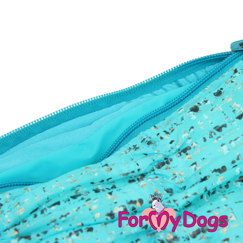 ForMyDogs - "Turquoise sea" lämmin sileävuorinen koiran talvihaalari, nartun malli